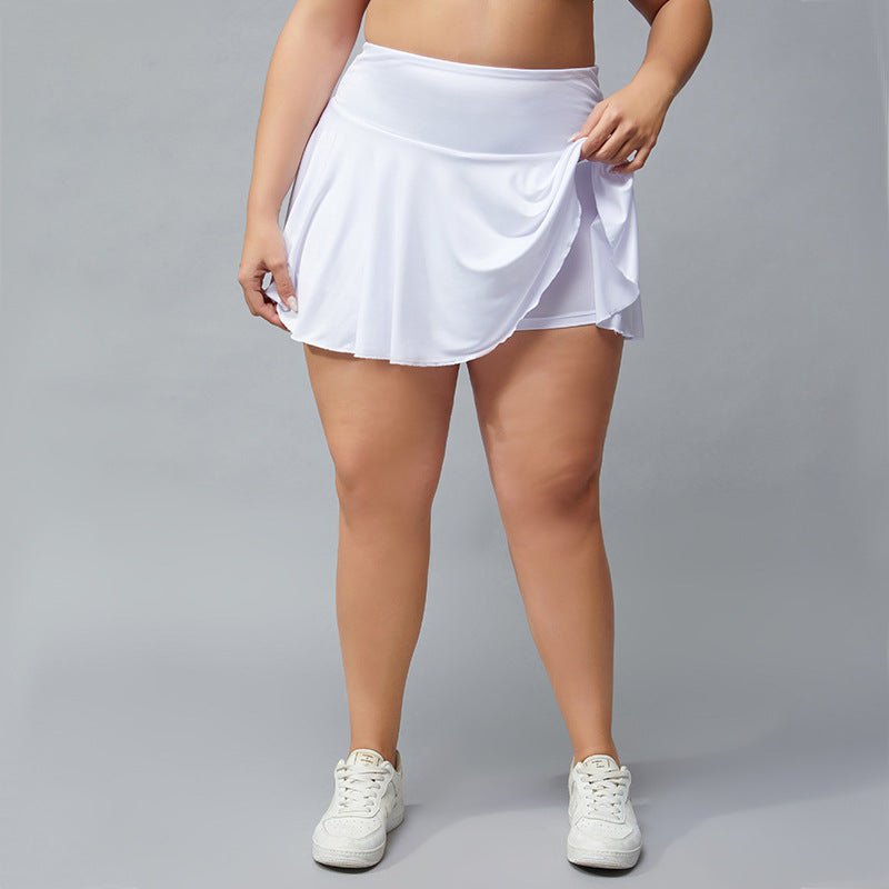 Plus  size solid drawstring double-layer sports shorts