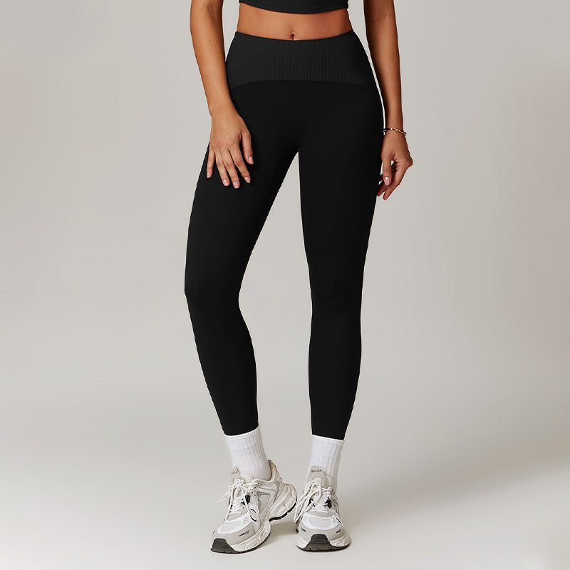 High waisted tight fitting spliced yoga leggings