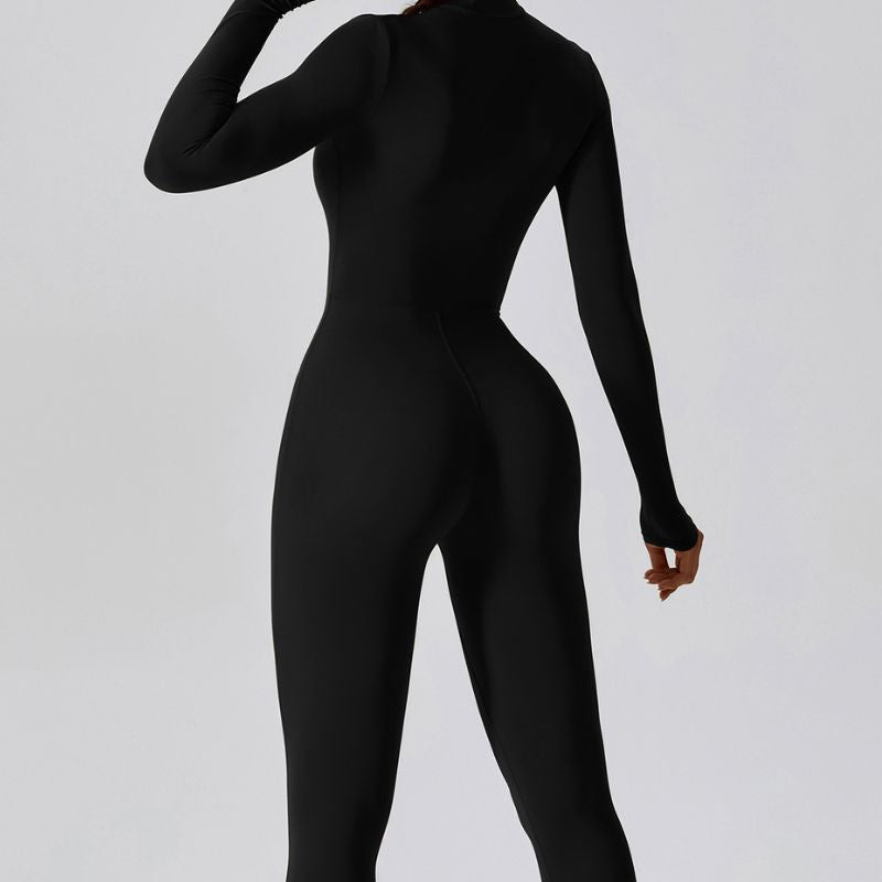 Long sleeve zipper fitness bodysuit