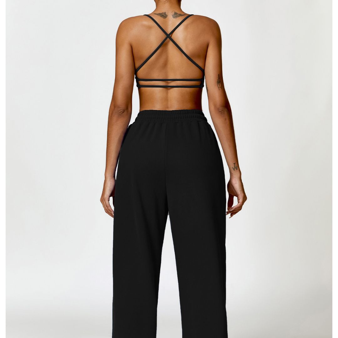 Triangle cup sports bra & jogging bottoms 2-piece set