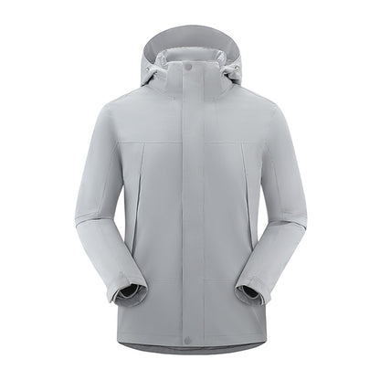 Removable Hooded Zipper Front Outdoor Warm Jacket