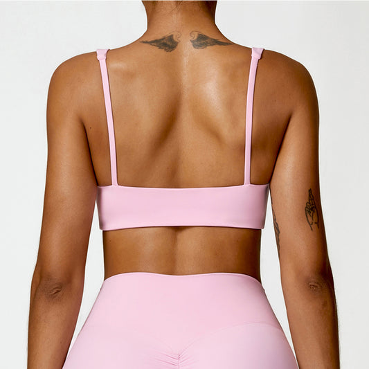 Solid color straight back sports bra