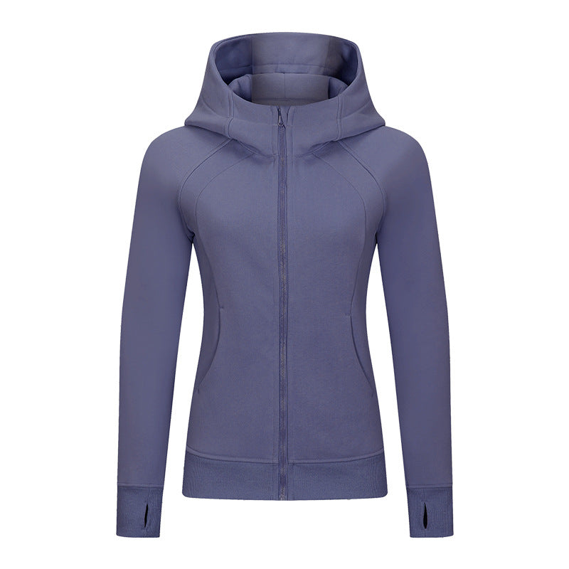 Solid color zipper hoodie