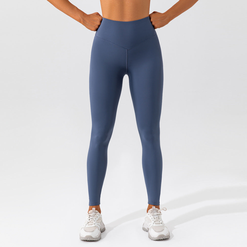 Solid color stretch sports leggings