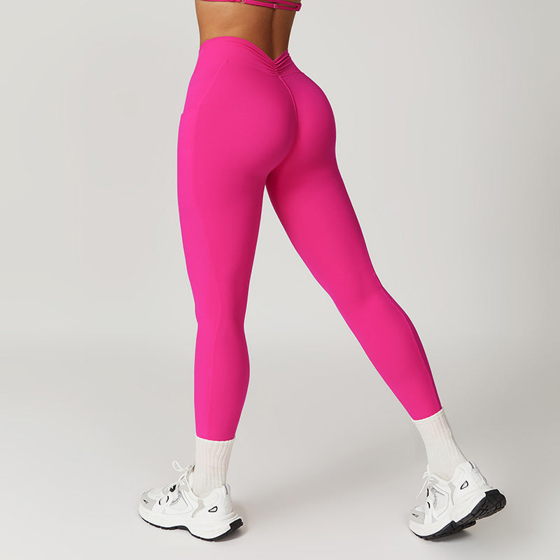 Brushed high-waisted hip-lifting yoga leggings