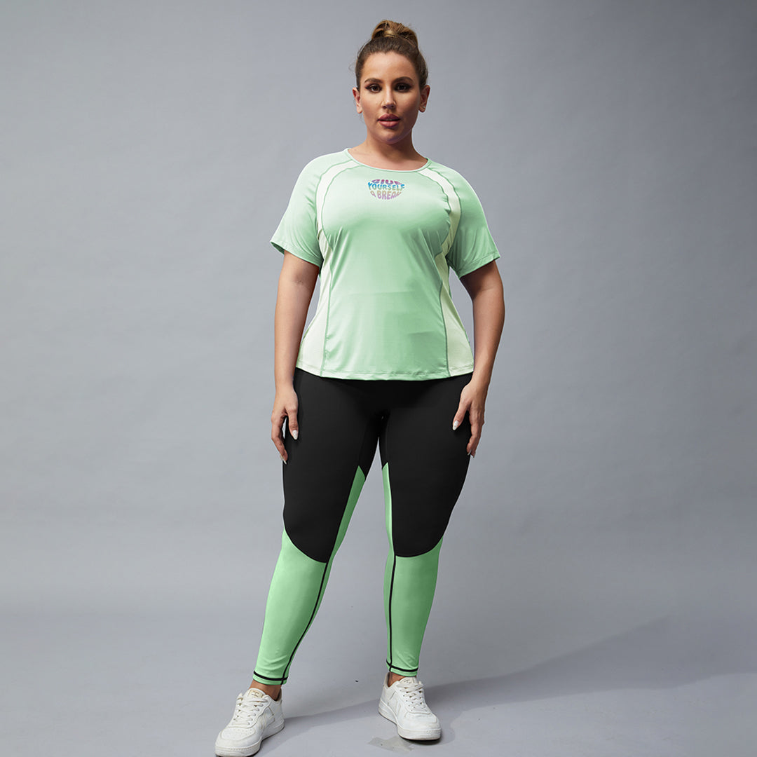 Stitched T-shirt + sports leggings 2-piece set