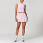 High Collar Sports Tank Top + Skinny Tennis Skirts 2 piece Set