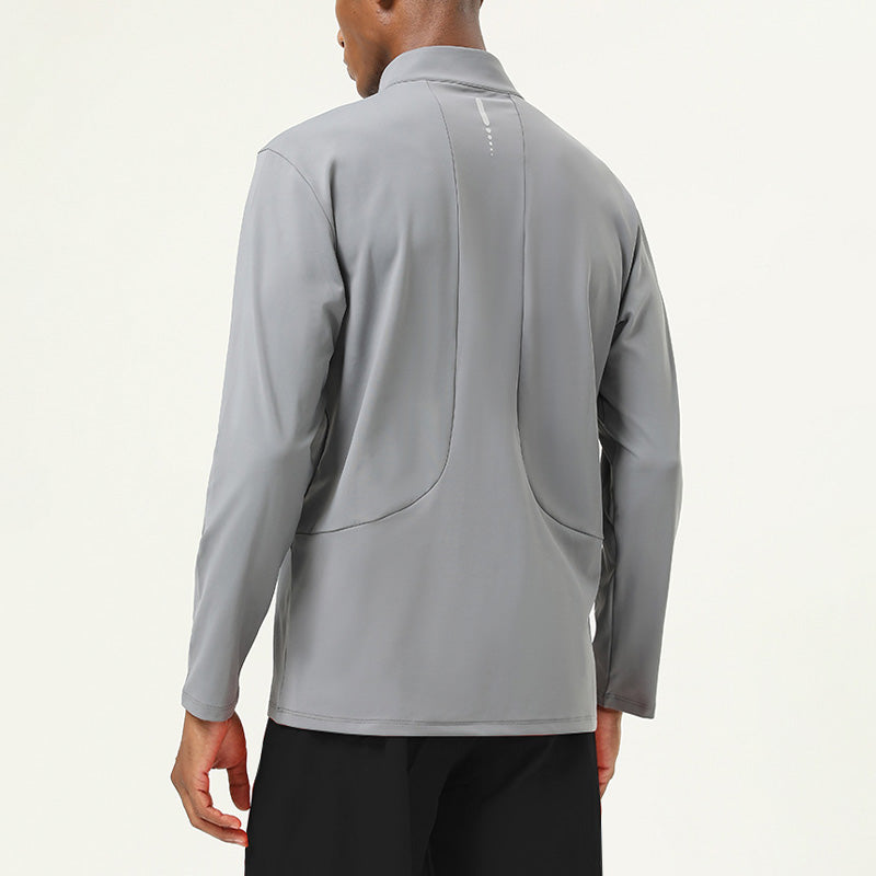 Men's Fitness Stand Collar Long Sleeve Top