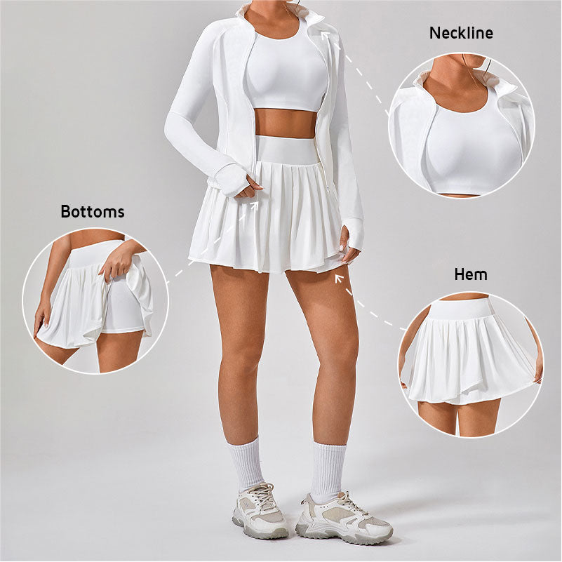 Summer Quick Dry Breathable Long Sleeve Cooling + Sports Skirts 2-piece Set