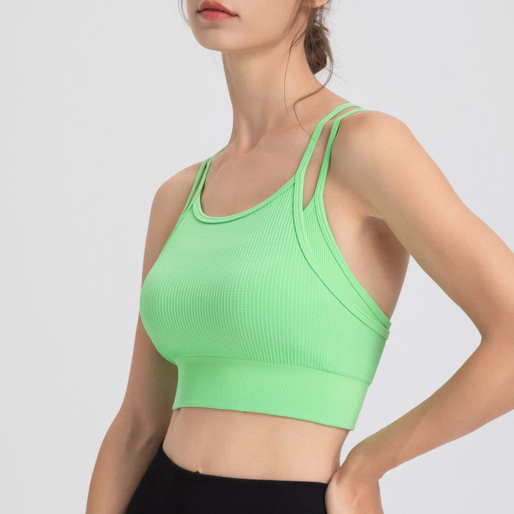 Thin shoulder straps double layer sports bra