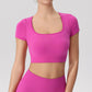 Seamless Cross Back U Neck Yoga Crop Top