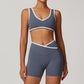 Ultra-Soft Contrasting Color Sports Bra + High Waist Shorts Set