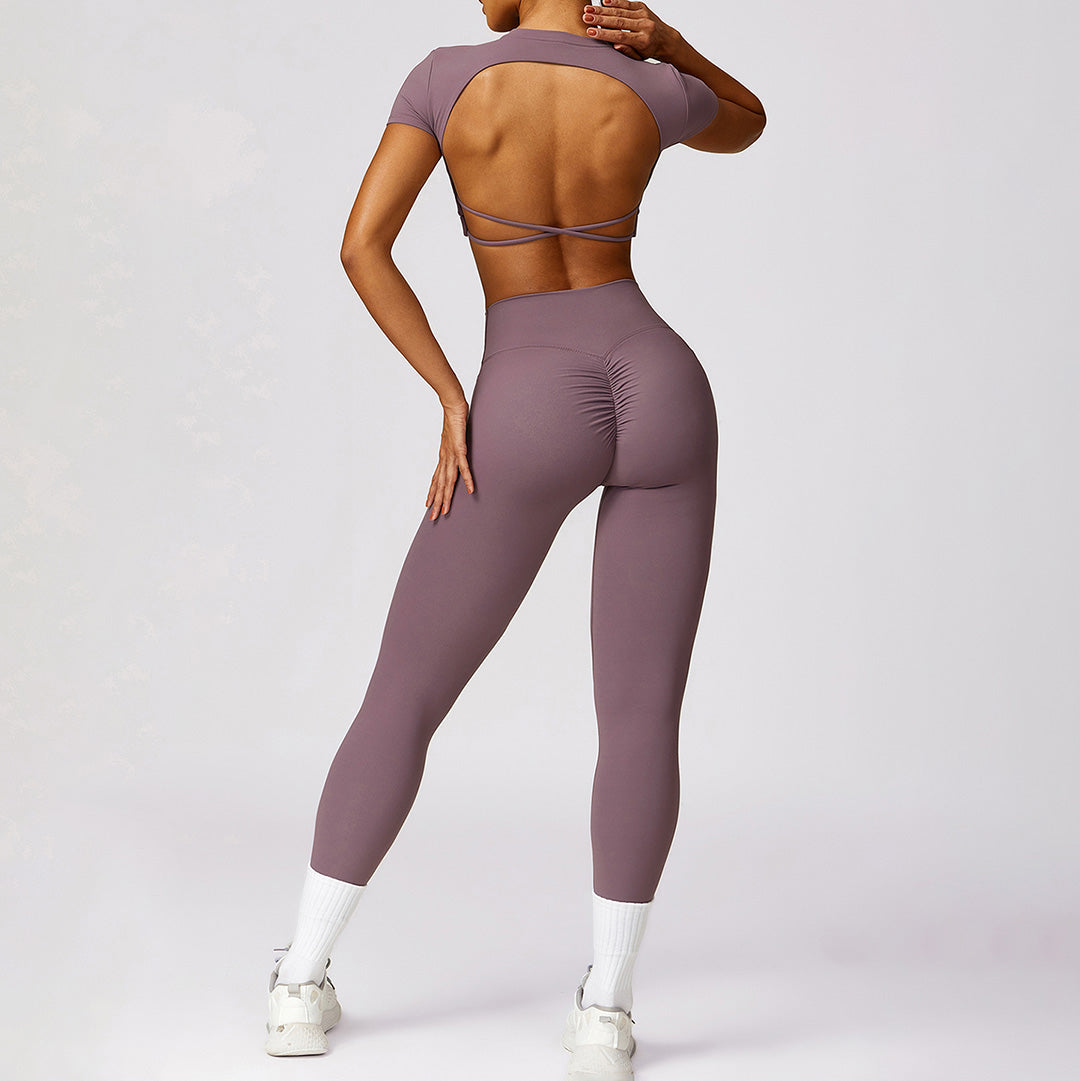 Tight running short sleeves & leggings sport sets