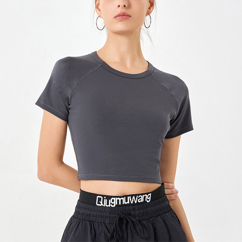 Quick-Dry High Stretch Ultra-Soft 1/4 Sleeve Sports Crop Top