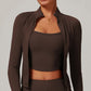 Autumn and winter warm stand up long sleeved yoga jacket