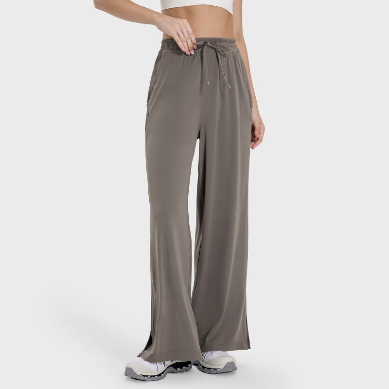 Straight-leg yoga sport pants with side pockets