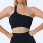 Seamless slanted shoulder sports bra