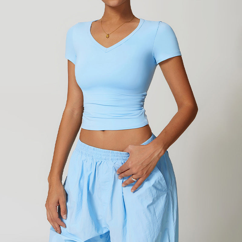 Quick-Dry and Brushed Short-sleeved Sports Yoga Top