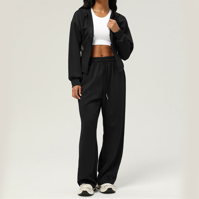 Autumn and winter loose hooded jacket and sweatpants 2 piece set