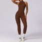 Quick-drying zipper fitness sports tight Jumpsuits