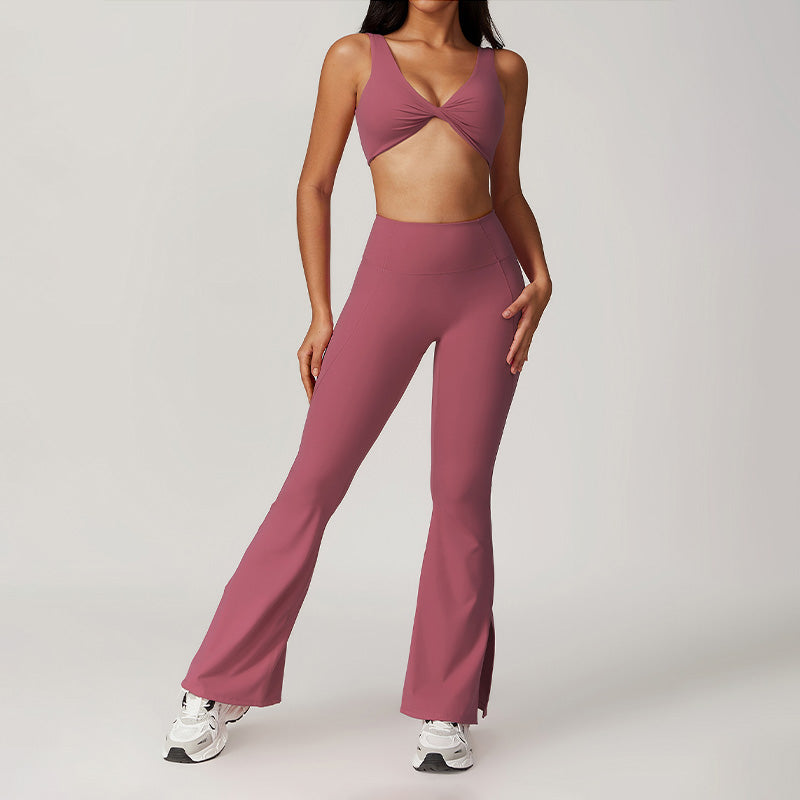 Quick Dry Sports Bra + Flared Leg Pant 2-piece set