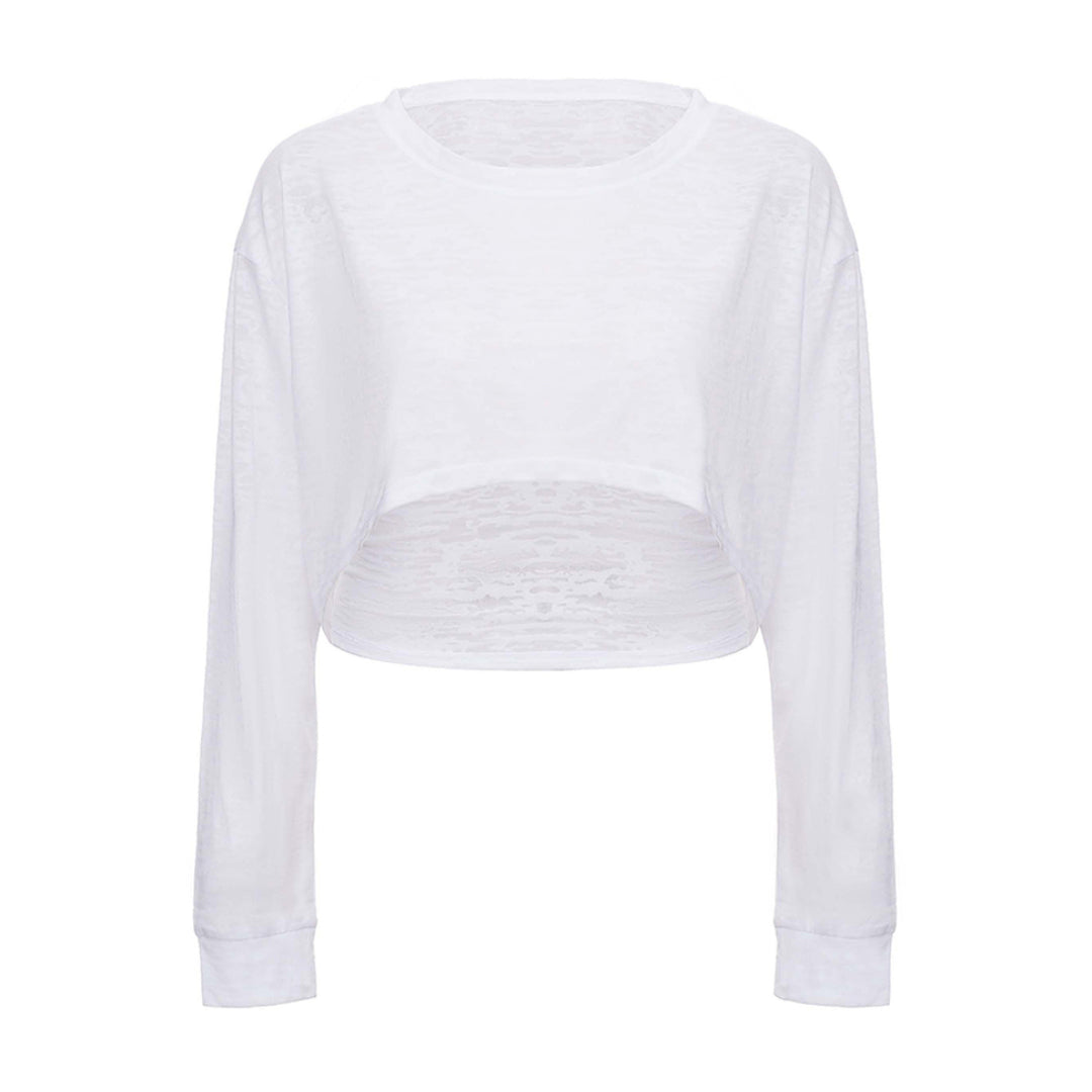 Casual Crew Neck Loose Cropped Top