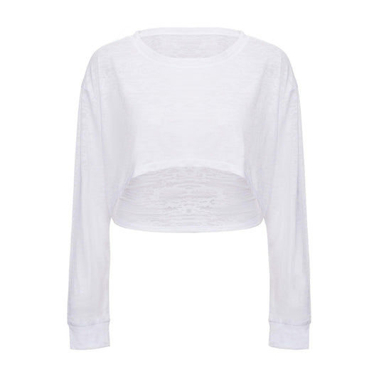 Casual Crew Neck Loose Cropped Top