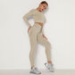 Seamless pleated yoga suit two-piece