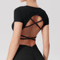 Seamless Cross Back U Neck Yoga Crop Top