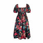 Large size printed square neck casual dress