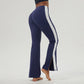 High-Waist Contrasted Color Sports Flared Leg Pants