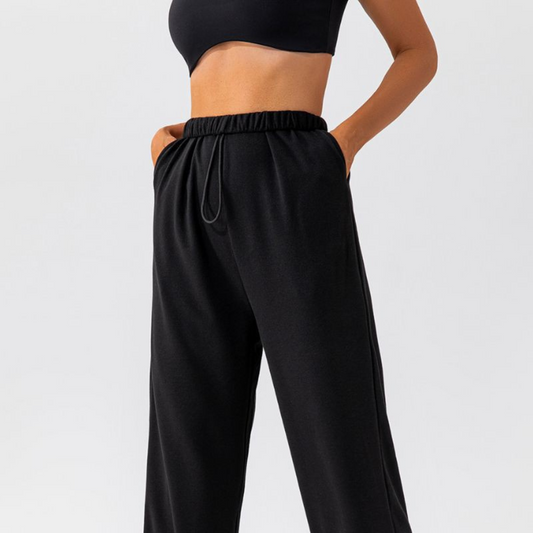 Solid color sports bra & sweatpants 2-piece set