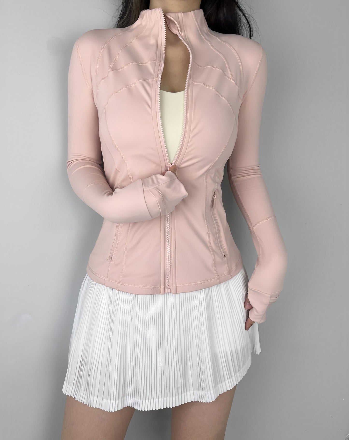 Slimming gold zipper and stand collar Fitness Jacket