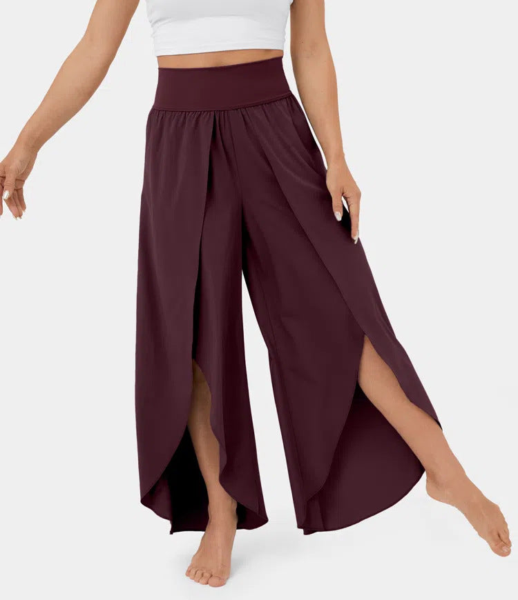 High-rise split quick-drying releax pants