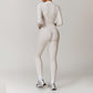 Long Sleeve Full Zipper Fitness jacket + High waist leggings 2-piece set