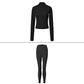 Stand Collar Vertical Stripes Full Zipper Sports Jacket + Leggings 2-Piece Set