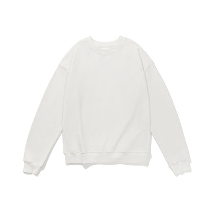 Retro cotton solid color crew neck sweatshirt