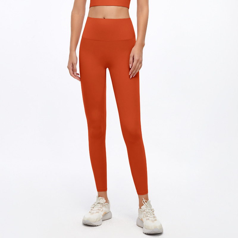 High-waisted nude fitness trousers