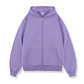 Solid color loose zipper hooded sweatshirt