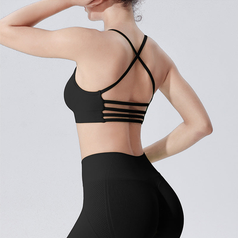 Breathable Ultra-Soft Cross Back Thin Straps Sports Bra