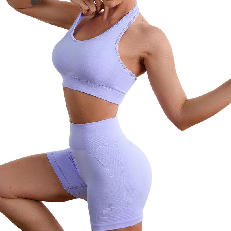 Gym sports bra + shorts two-piece set