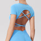 Seamless Cross Back U Neck Yoga Crop Top