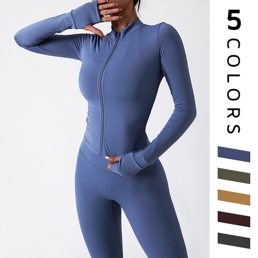 Naked slim fit running long sleeve and fitness leggings sportswear set