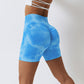 Tie dye seamless hip lift sport shorts