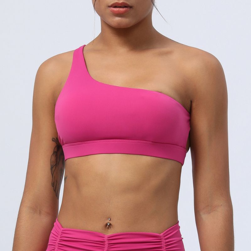 Cross-shoulder sports yoga bra