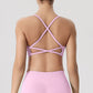 Seamless Cross Back Thin Straps Sports Bra