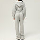 Autumn and winter loose hooded jacket and sweatpants 2 piece set