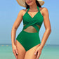 One Piece Solid Color Mesh Bikini