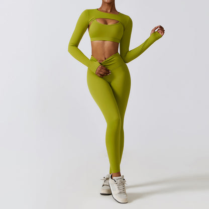 Tight naked quick drying sports long sleeve 3-piece set