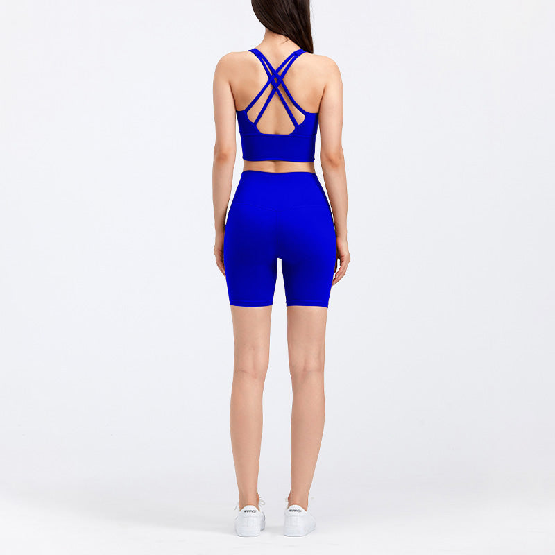 Cross-Back Beauty Lift Sports Bra and Shorts Set